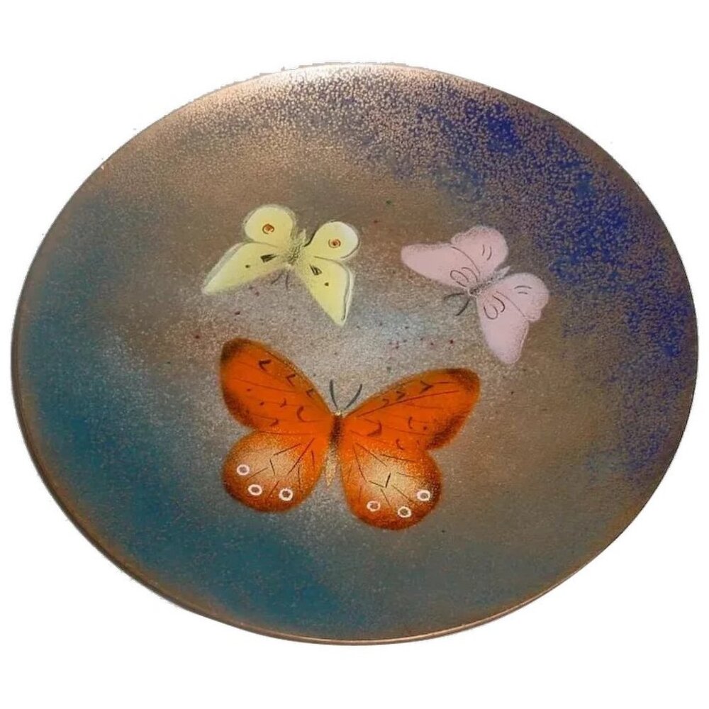 Original Vintage 1950s Modern Midcentury Enamel-on-Copper Plate